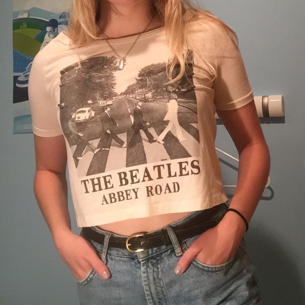 The Beatles cropped graphic tee